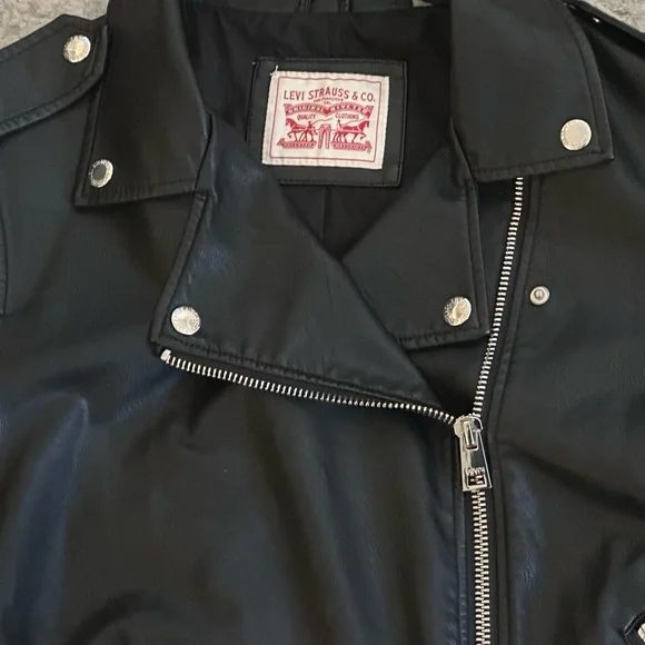 Levi's Women's Faux Leather Moto Jacket in Black Size XL Classic Fit - Picture 8 of 9